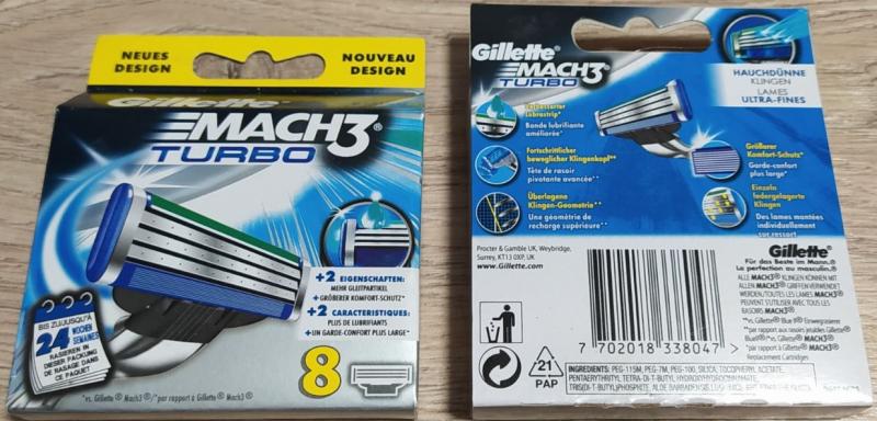Фото 4. Картиджи касети лізвію Gillette Mach 3 Turbo 8 Джилет Мак 3 Турбо 8 шт